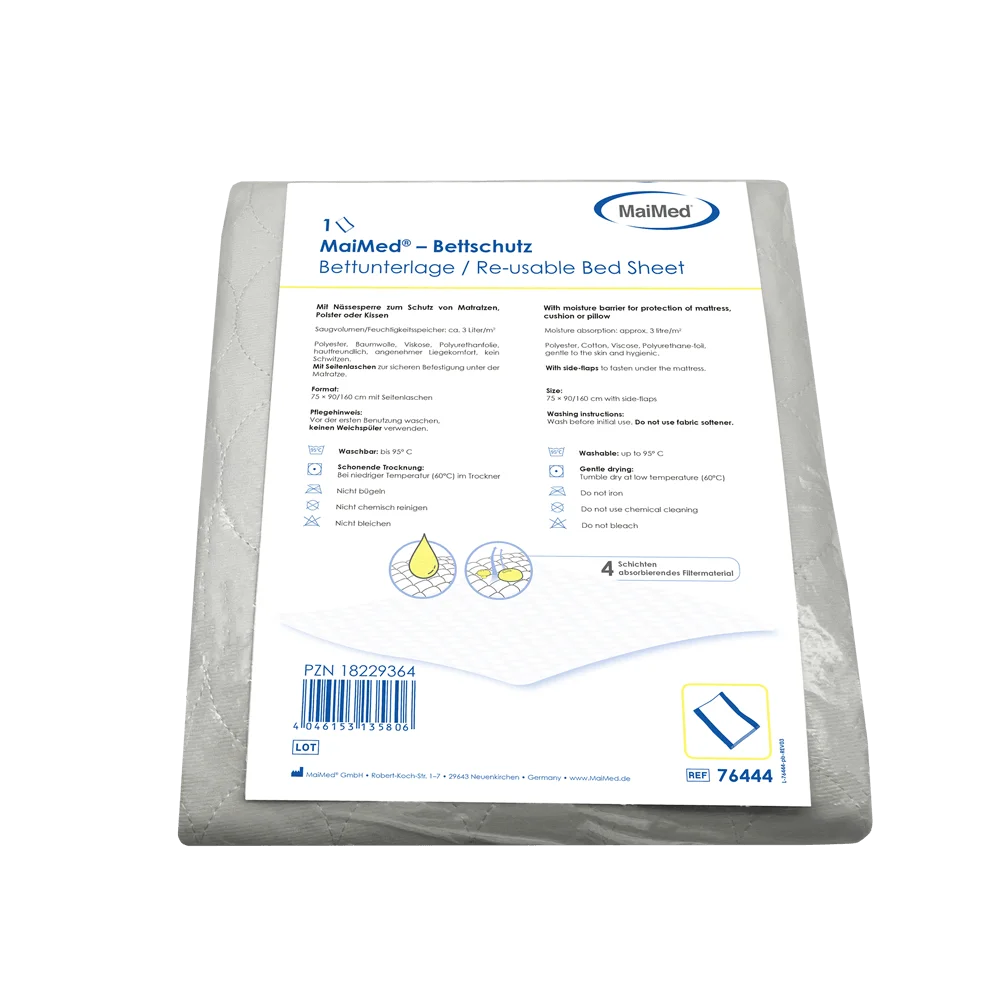 Verpackung einer waschbaren MaiMed Bettschutzeinlage